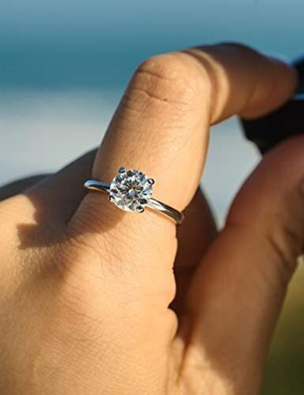 4980 Moissanite Solitaire Engagement Ring , Engagement Rings Moissanite - Picture 3 of 6